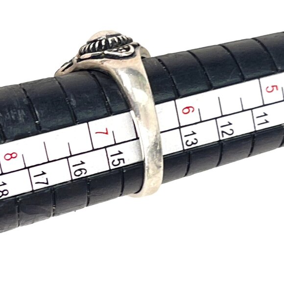 Vintage Sterling Silver and Green Agate Ring Siged JQA - Picture 7 of 7